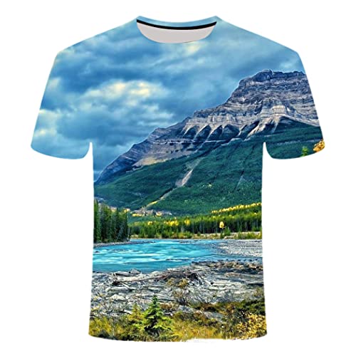 T-shirt d'été homme léger contre la chaleur avec imprimé paysage 3D