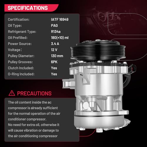 BDFHYK 98576 Air Conditioning A/C Compressor with Clutch Compatible with Jeep 2002 2003 2004 2005 Liberty 3.7L V6, Replace# 55037466AA, 55037466AB, R5037466AE