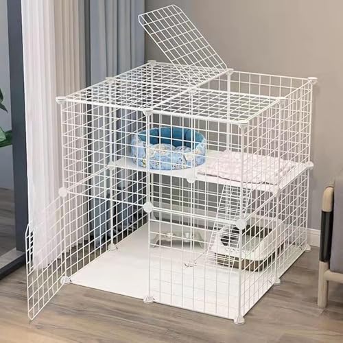 Jaula para gatos de interior con plataformas de posadera y corral 2