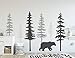 N.SunForest Nursery Wall Decals Pine Tree Wall Decals with Large Bear Wall Decal Wall Mural Stickers Nursery Tree Art Nature Wall Decals