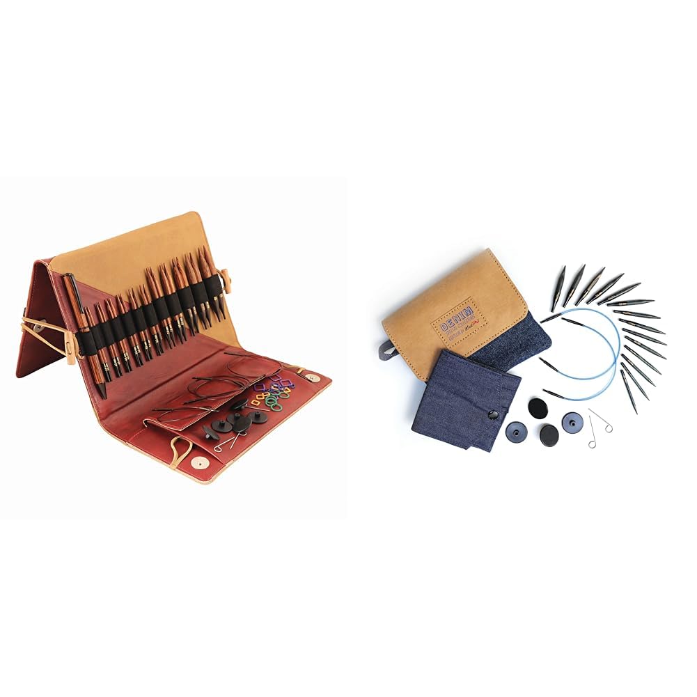 KnitPro KP31282 Stricknadeln: Rund: austauschbar: Speziell: Deluxe-Set, Holz, Assorted, Sortiert & Set austauschbare Rundstricknadeln Indigo Wood Short, 3,00 mm - 6,00 mm