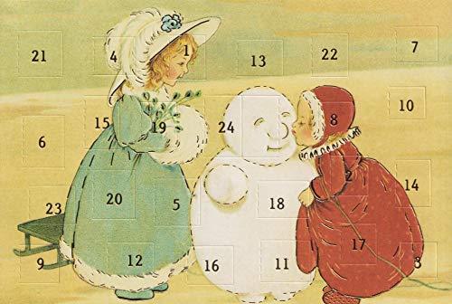 Nolstalgie Adventskalenderkarten 5 Karten Grußkarten Goldprägung Kunstkarte Weihnachtskarte Adventskalender Frohe Weihnachten Weihnachtsmann Winter
