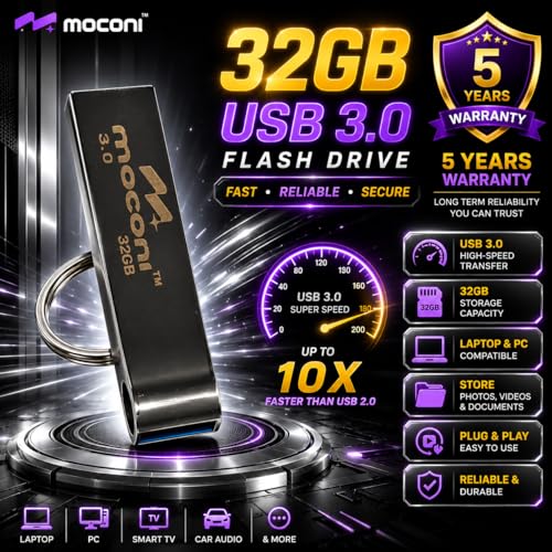 Image of Speed Pro Plus USB Flash Drive 3.0, 32GB, Read Speed 120MB /s, Write Speed 60MB /s, Metal with Key Ring 5 Years Warranty (32, GB)