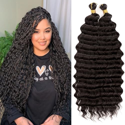 Eerya Long Curly Braiding Hair 18 Inch 2 Packs...