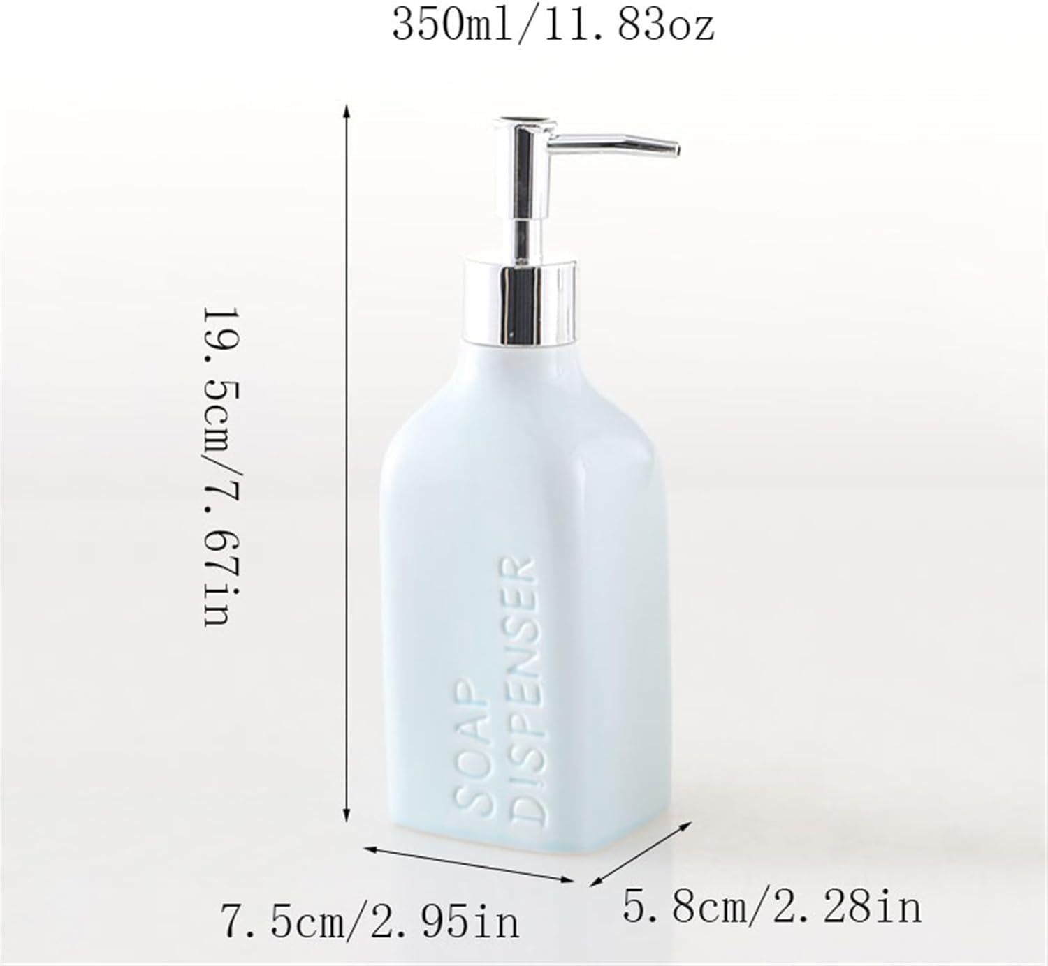 Wiederverwendbar 350 ml 11,83 oz Kleiner Seifenspender für Bad und Küche, Keramik-Pressspenderflasche, Shampoo-Duschgel-Flasche Langlebig