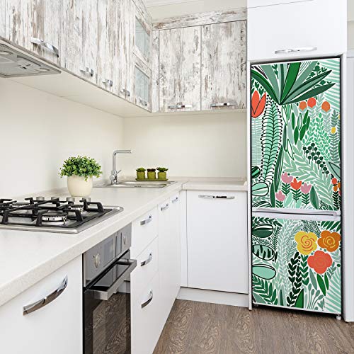 Pegatinas nevera autoadhesivas 70x190 cm película lavable flores tropicales 4