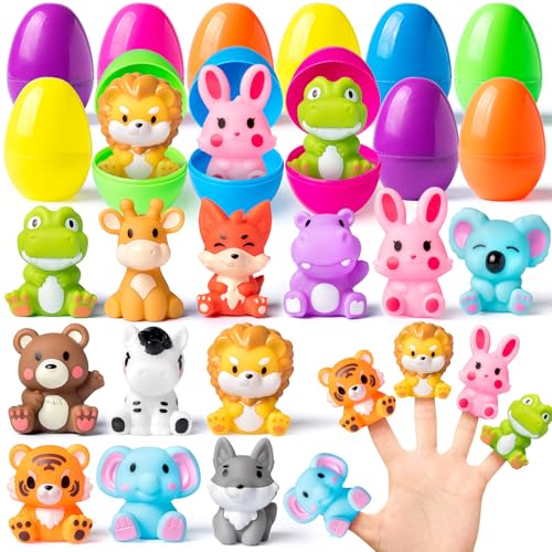 12 Pack Prefilled Easter Eggs with Animal Finger Puppets, Easter Eggs Filled with Toys for Easter Basket Stuffers, Easter Party Favors for Kids Toddlers, Easter Eggs Hunt, Classroom Rewards Supplies by Hbjnnug - Used condition - US$6.52