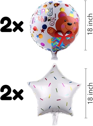 Miniatura 5 de DIWULI Juego de globos de oso de peluche de 1 año, globo número 1, suministros de decoración de cumpleaños de oso de peluche, globos de feliz