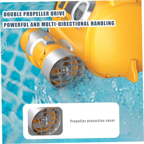 Rc Submarine, Rc Boat for Kids Remote Control Boat Toys for Kids Ages 8-12 Pool Toy Dual Propeller Power 2.4GHZ RC Spray Gasboat with Lighting Yellow - Image 6