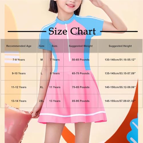 Girls One Piece Swimsuits Short Sleeve Swim Dress for Kids Hawaiian Skirted Bathing Suits Summer Swimwear for 7-14 Years3