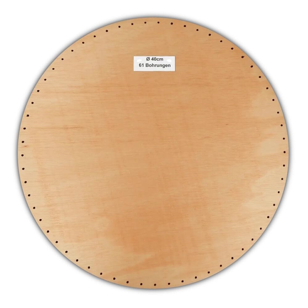 Korbflechtböden rund 6er Set [5] | Ø 12–40 cm | Flechtböden aus Sperrholz mit Bohrungen (3,2 mm) für Peddigrohr | Bastelset Korbflechten, DIY Stakenboden