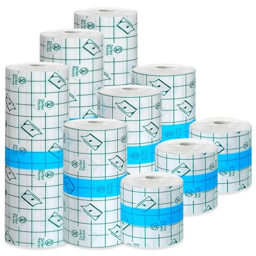 Image of 9 Rolls Tattoo Aftercare Bandages - Autdor Second Skin Tattoo Cover Up Patch Tape Waterproof Transparent Film Wrap for Swimming Shower Tattoos 3 Sizes (2 /4 /6 Inch x 2.2 Yard)