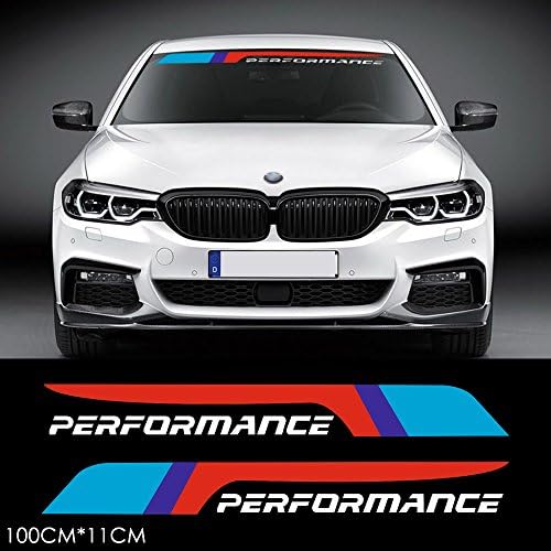 2pcs Performance Front Rear Windshield Window Banner Vinyl Decal Stickers for BMW F10 F30 E90 E60 E39 E36 E30 X1 X3 X5 X6 Z4 M3 M4 M5 (White)