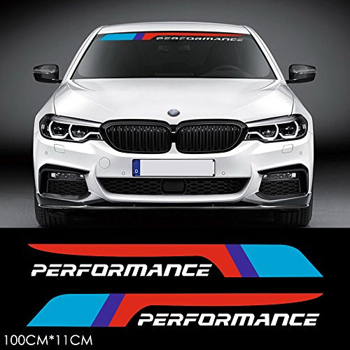Image of 2pcs Performance Front Rear Windshield Window Banner Vinyl Decal Stickers for BMW F10 F30 E90 E60 E39 E36 E30 X1 X3 X5 X6 Z4 M3 M4 M5 (White)