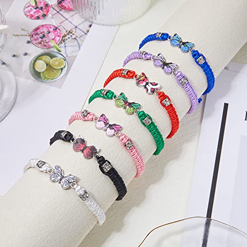 DS 4PCS String beads Charm Bracelets for Teen Girls Dainty cute cartoon Butterfly Daisy Eternal flower Beads Bracelets set for woman and girls Adjustable Stretch bracelet birthday Gift For Friends4