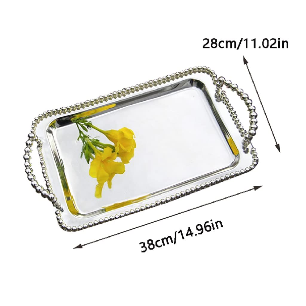 Bandeja Decorativa con Asas, Bandeja de Comida for Mesa de Centro, bandejas rectangulares de aleación for Servir, Organizador de joyería y Perfume