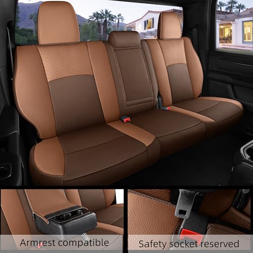 Image of Red Rain Leather Seat Cover Custom Fit Dodge Ram 1500 2011-2018 Crew Cab