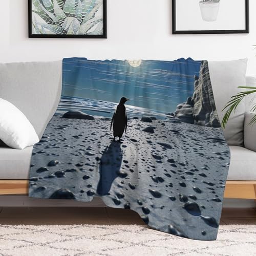 Manta de pingüino mullida para sofá cama estampado de invierno 3