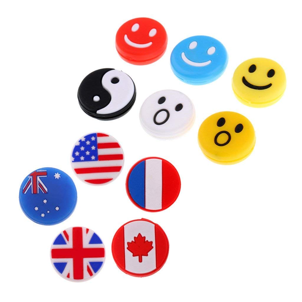 SGerste 11 Pieces/Pack Mix Expression and National Flag Pattern Tennis Racquet Vibration Dampener Shock Absorber