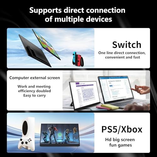 Image of cjc 18.5 inch FHD Portable Touch Screen Monitor with Kickstand - USB C HDMI External Travel Display for Laptop, Phone, Gaming Console, Second Screen (18.5 inch 120Hz)