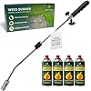 GREEN HAVEN Weed Burner Torch with 4 Butane Gas Canisters – Powerful Weed Wand with Auto-Ignition & Adjustable Flame – Lightweight Garden Weed Burner & Flame Weeder for Patios, Paths & Driveways
