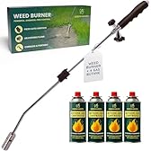 GREEN HAVEN Weed Burner Torch with 4 Butane Gas Canisters – Powerful Weed Wand with Auto-Ignition & Adjustable Flame – Lightweight Garden Weed Burner & Flame Weeder for Patios, Paths & Driveways