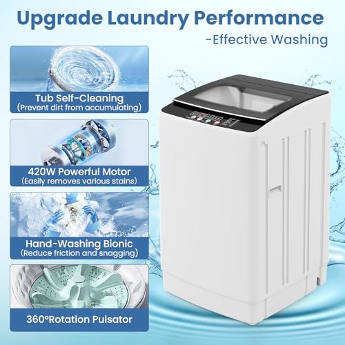 Image of VCJ Portable Washing Machine, 35 LBS Large Capacity Full-Automatic Portable Washer with 12 Wash Cycles, 8 Water Levels & 24H Delay, Compact Electric Laundry Washer for Apartment, Dorms,RVs