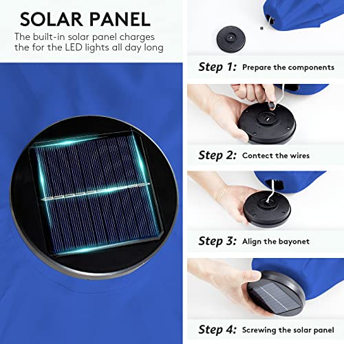 Jearey 10Ft Led Lighted Patio Umbrella, Solar Outdoor Umbrella, Tilt Table Umbrella For Pool, Deck & Yard(Royal Blue) #TOP5