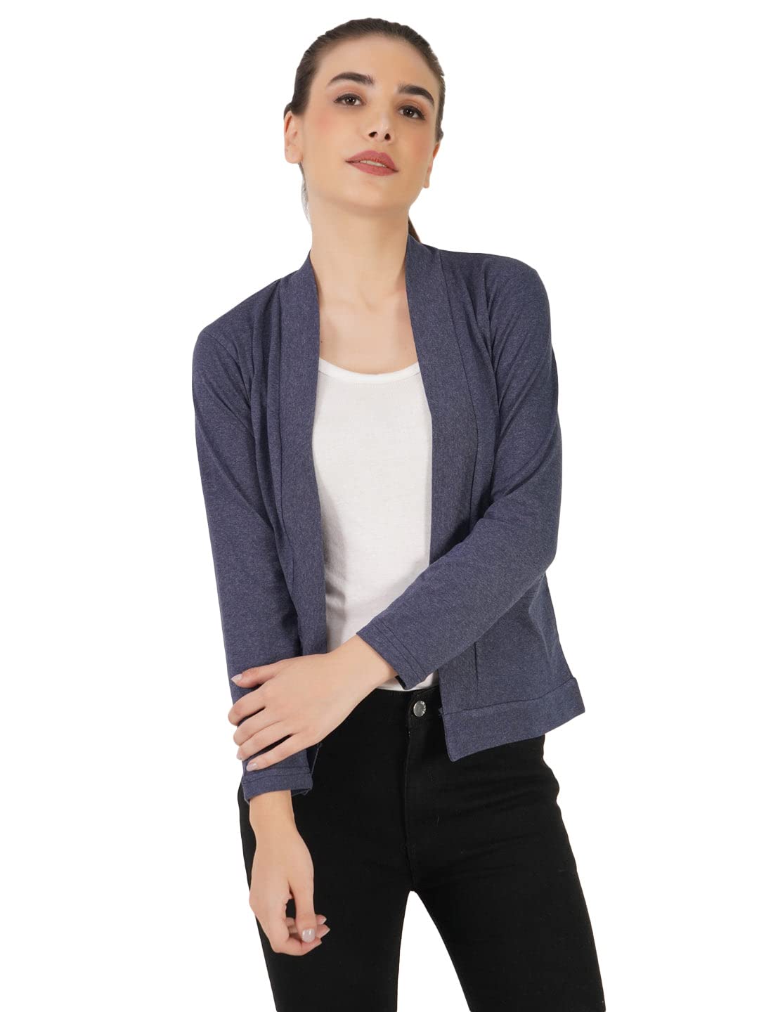 Amazon Brand - Nora Nico Women's Cotton Full Sleeves Front Open Casual Shrugs with Pockets-picture-22