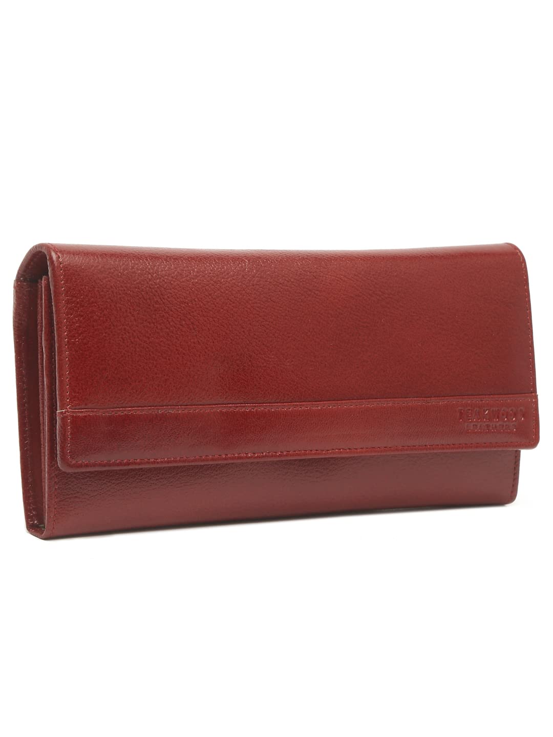 teakwood leathers Bifold Wallet for Women with Card Pocket, Ladies Purse with Zipper Pocket(Red)-picture-22