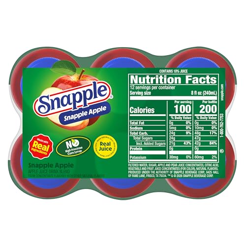 Image of Snapple Apple Juice Drink, 16 fl oz recycled plastic bottle, 6 pack