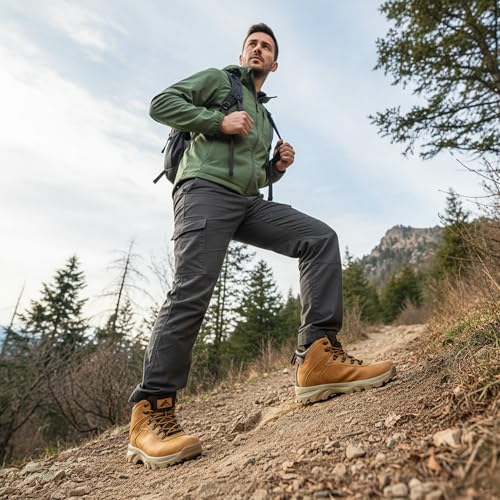 Image of CC-Los Men's Waterproof Work & Hiking Boots - Soft Toe Slip-Resistant with Cushioned Midsole Size 7-13.5