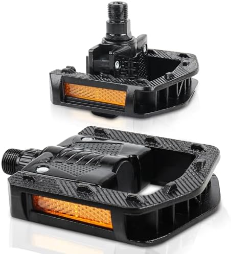 Folding Bike Pedals, Mountain Bike Pedals CNC Aluminum Bicycle Flat Pedals, 9/16