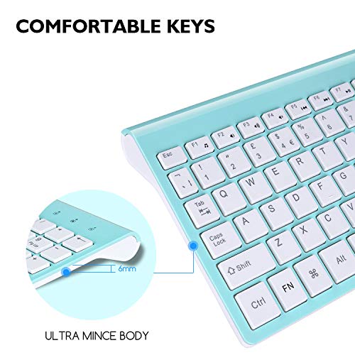 Image of cimetech Wireless Keyboard and Mouse Combo, Compact Silent Ergonomic Scissor Switch Keyboard and Optical Mouse Set, 2.4G Lag-Free Cordless Keyboard Mice for Computer, Mac, Laptop, PC, Windows - Blue