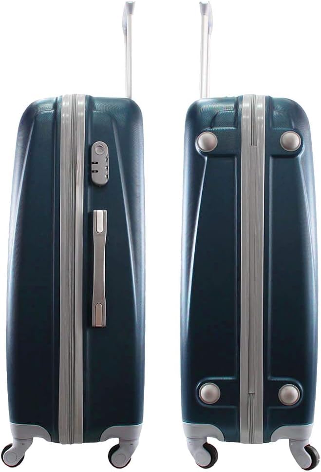 Koffer-Set, 3-teilig, aus ABS-Kunststoff, 4 Rollen und Schloss, leichte Struktur, bequemer Teleskopgriff, Vorhängeschloss, Kombination 28 Zoll (73,5 x 48 x 26 cm), 63,5 x 42 x 23,5 cm +