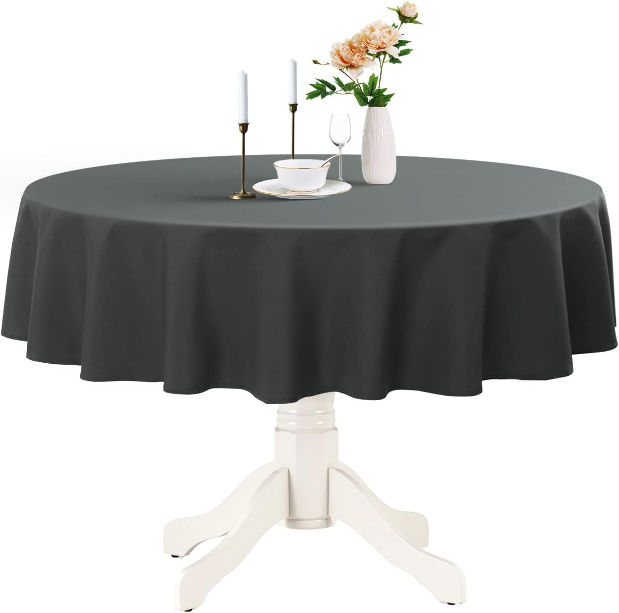 Romanstile Round Tablecloth 70 Inch, Navy Blue | Washable Round Table Cloth Waterproof Polyester Circle Table Cloths for Kitchen Dining Party Wedding
