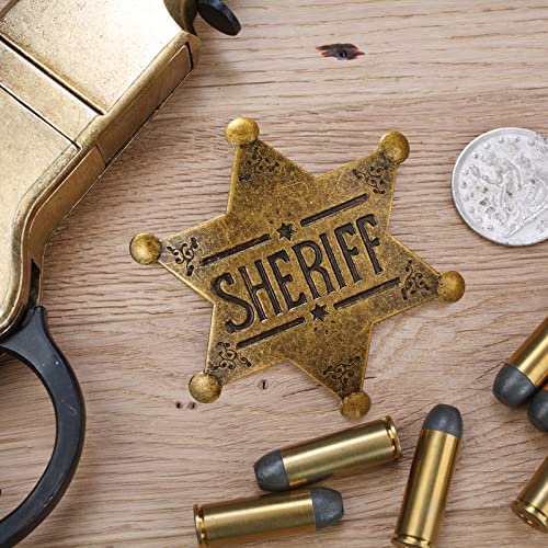 Adults Sheriff Badge,Deputy Governor County Police Vest Costume Medal,Vintage Cartoon Honor Replica Stamping Stars Sheriff’s Badges Pin Brooches,West Props Kids Christmas Gifts Toy 2.5" (Mixed Color) #TOP3