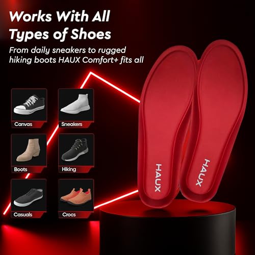 Image of HAUX Comfort+ Memory Foam Insoles for Men | Soft Cushion Shoe Insole for Daily Use, Walking, Running, Sports & All-Day Standing Comfort (Red(Combo), 6&7)