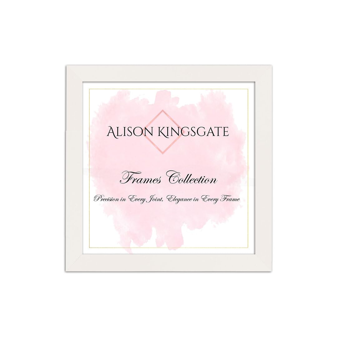 Alison Kingsgate Sleek 5X5 Picture Frame - Engineered Wood with Shatterproof Perspex Front -Perfect for Photos, Posters, Certificates -Suitable for Wall Mount or Tabletop Display - White