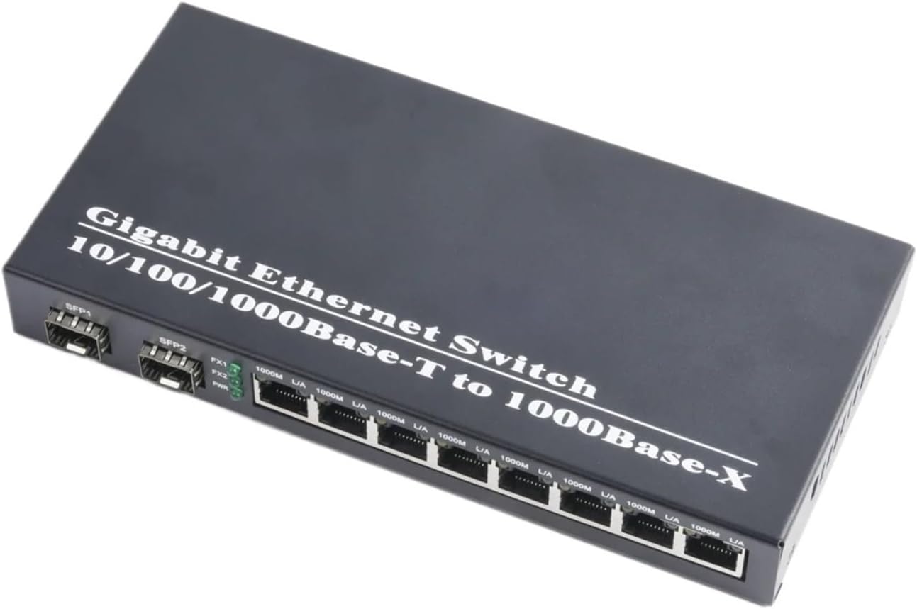 1PCS Gigabit SFP Media Converter 2 SFP to 8 RJ45 Transceiver Fiber Optic Switch
