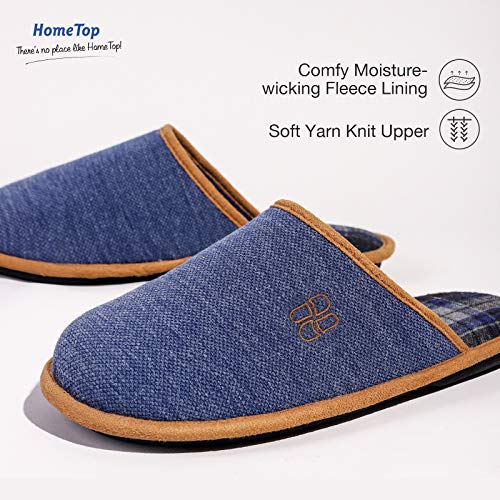 Hometop Mens Comfy Knit Memory Foam Slippers Indoor Light Weight Home Shoes With Non Slip Rubber Sole(13-14, Blue) #TOP3