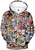 PANOZON Homme Sweat à Capuche Manga Animation Japonaise Populaire Fans Sweat à Manches Longues(S,00 Tous Les Personnes 4317)