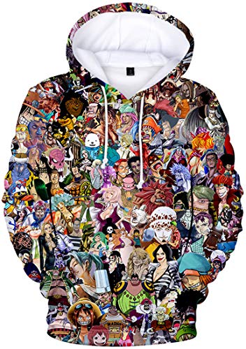 PANOZON Sudadera Hombre One Piece Impresión 3D de Luffy Camiseta con Capucha...