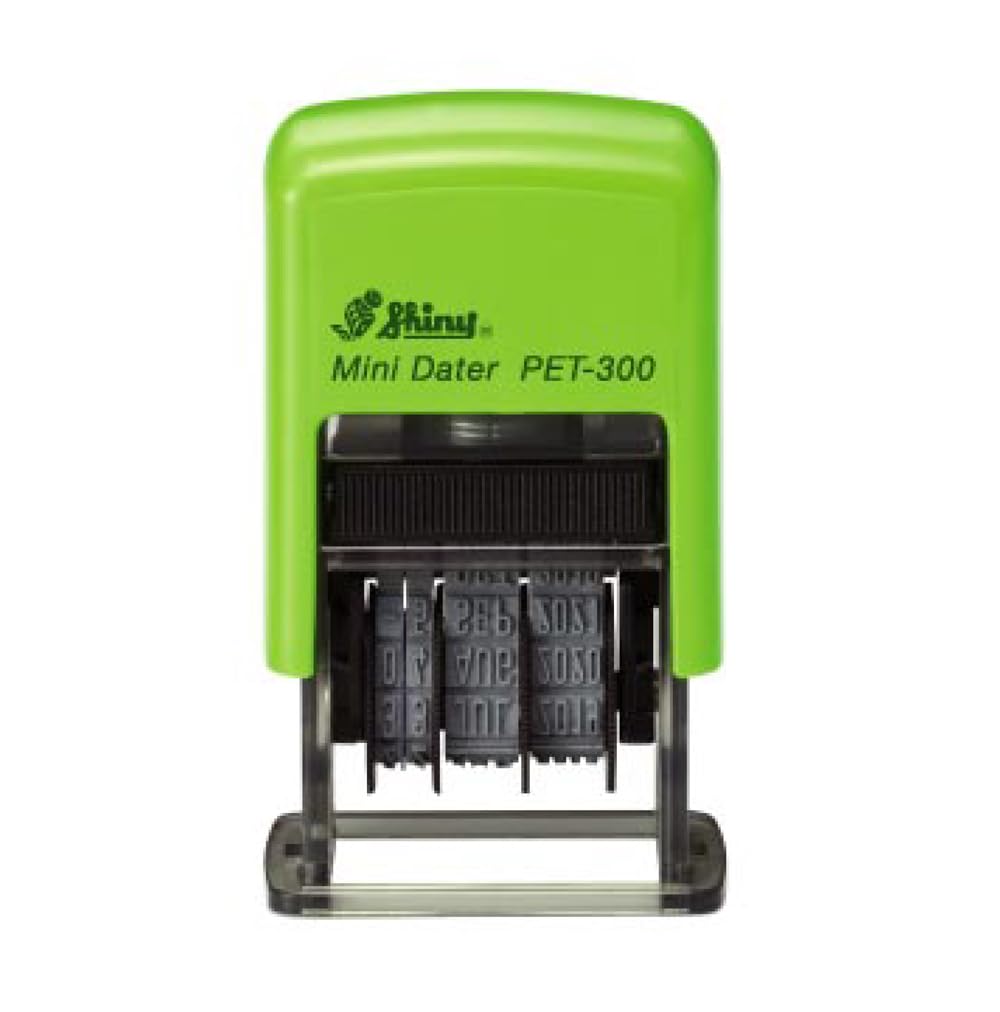 Shiny PET-300 Self-Inking Date Stamp. Choice 5 Colours (3.8mm Character Height) (Red)