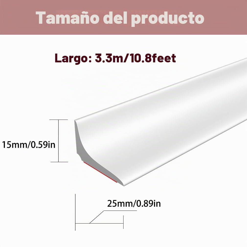 Tira de sellado impermeable para encimera de cocina (blanco, silicona, 1,5 x 2,5 x 330 cm)