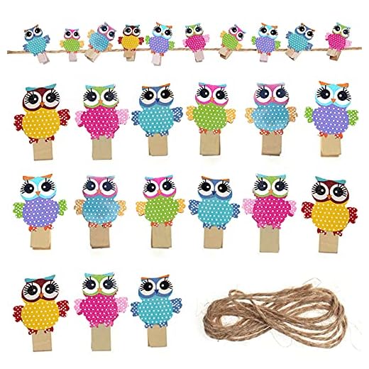 ZMNVHJ 36 Pcs Mini Pinzas de Madera para La Ropa Clips de Fotos de Mini Pinzas de Madera Pinzas de Madera Pequeñas con Corazón Clips con Hilo de Yute, para Foto de Decoración y Bricolaje Artesanal