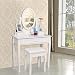 SONGMICS Tocador con cajones, Espejo y Taburete Mesa de Maquillaje Blanco RDT002