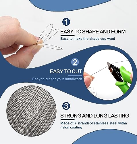 INDIVSHOW 7 Strand Beading Wire,40FT/0.3mm Tiger Tail Wire for Jewelry Making Stand Threading Necklace Bracelet Crafts