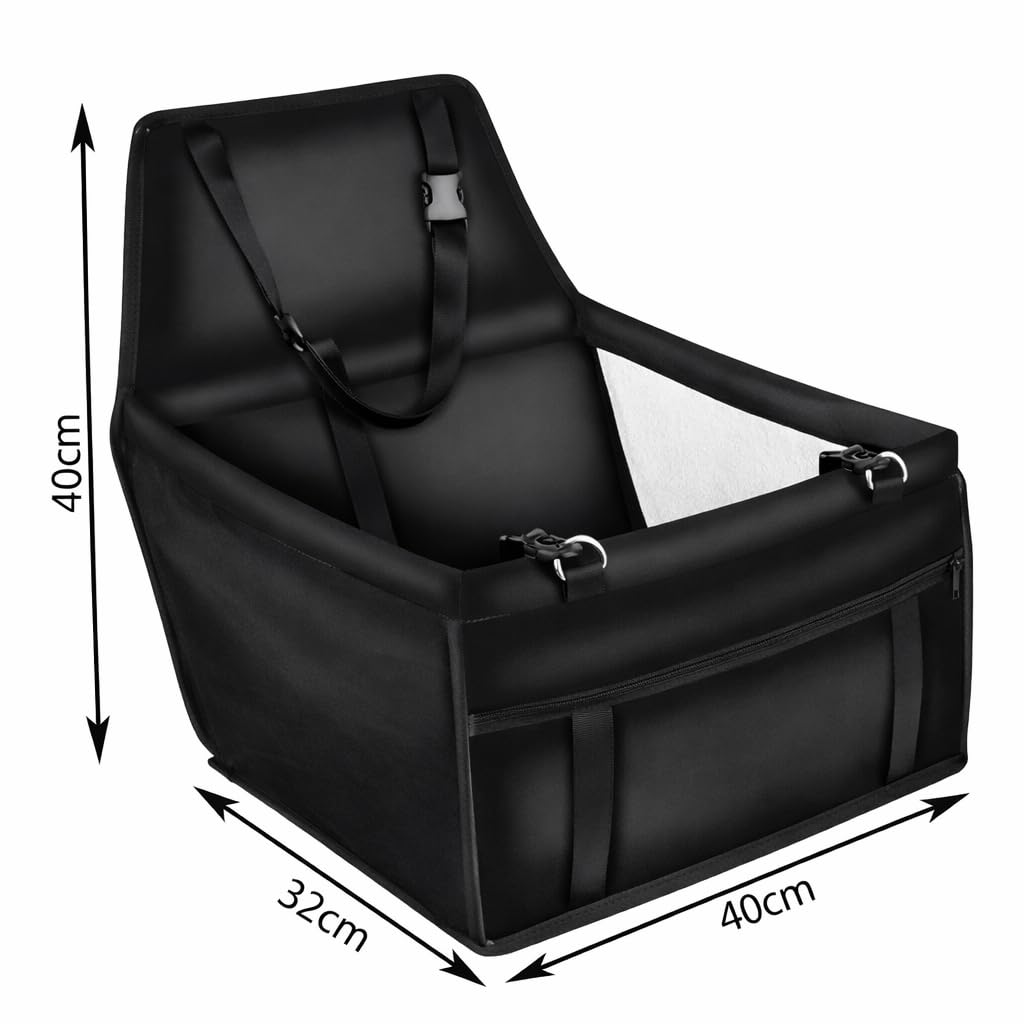 Asiento Perro Coche cómodo y Estable para Viajar sin Preocupaciones, transportín para Perros con Base rígida Antideslizante e Impermeable, Incluye Correa de sujeción, Apto también para Gatos