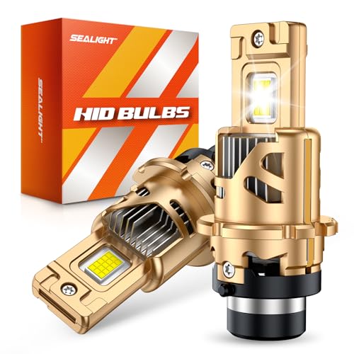 SEALIGHT D2S Bulbs 45000 Lumens 6500K White Light Replacement 85122 66240 66040 66240CBI D2R Bulb Plug and Play Cooling Fan Pack of 2